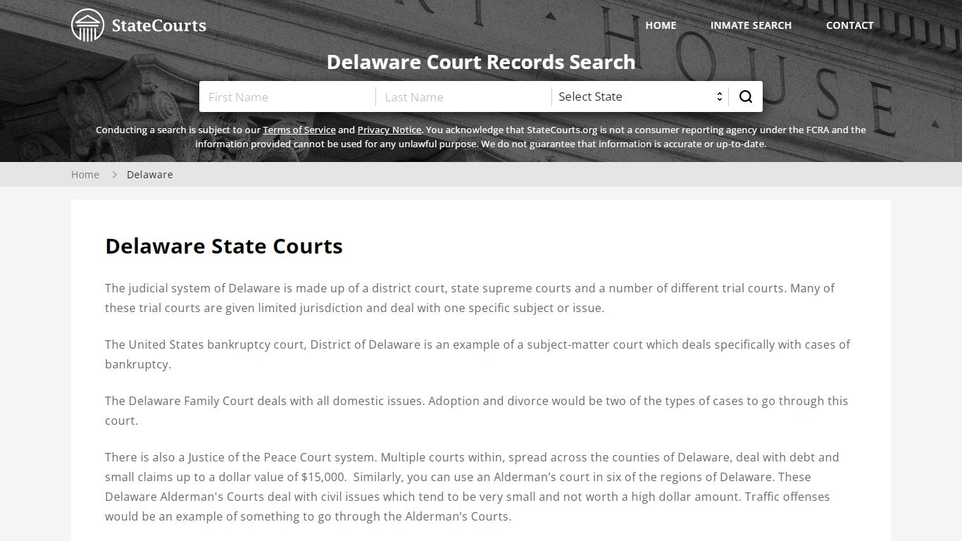 Delaware Court Records - DE State Courts